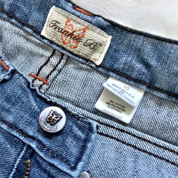 Vintage Y2K Frankie B Doves in Love Embroidered Wide Leg Low Rise Jeans 10 - Picture 4 of 5